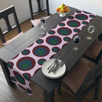 Retro Polka Dot Table Runner — Midcentury Circles Cotton-Poly Dining Accent