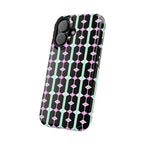 Geom Stripe Magnetic Phone Case — Black with Mint & Lavender Pattern