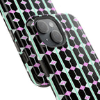 Geom Stripe Magnetic Phone Case — Black with Mint & Lavender Pattern