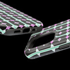 Geom Stripe Magnetic Phone Case — Black with Mint & Lavender Pattern