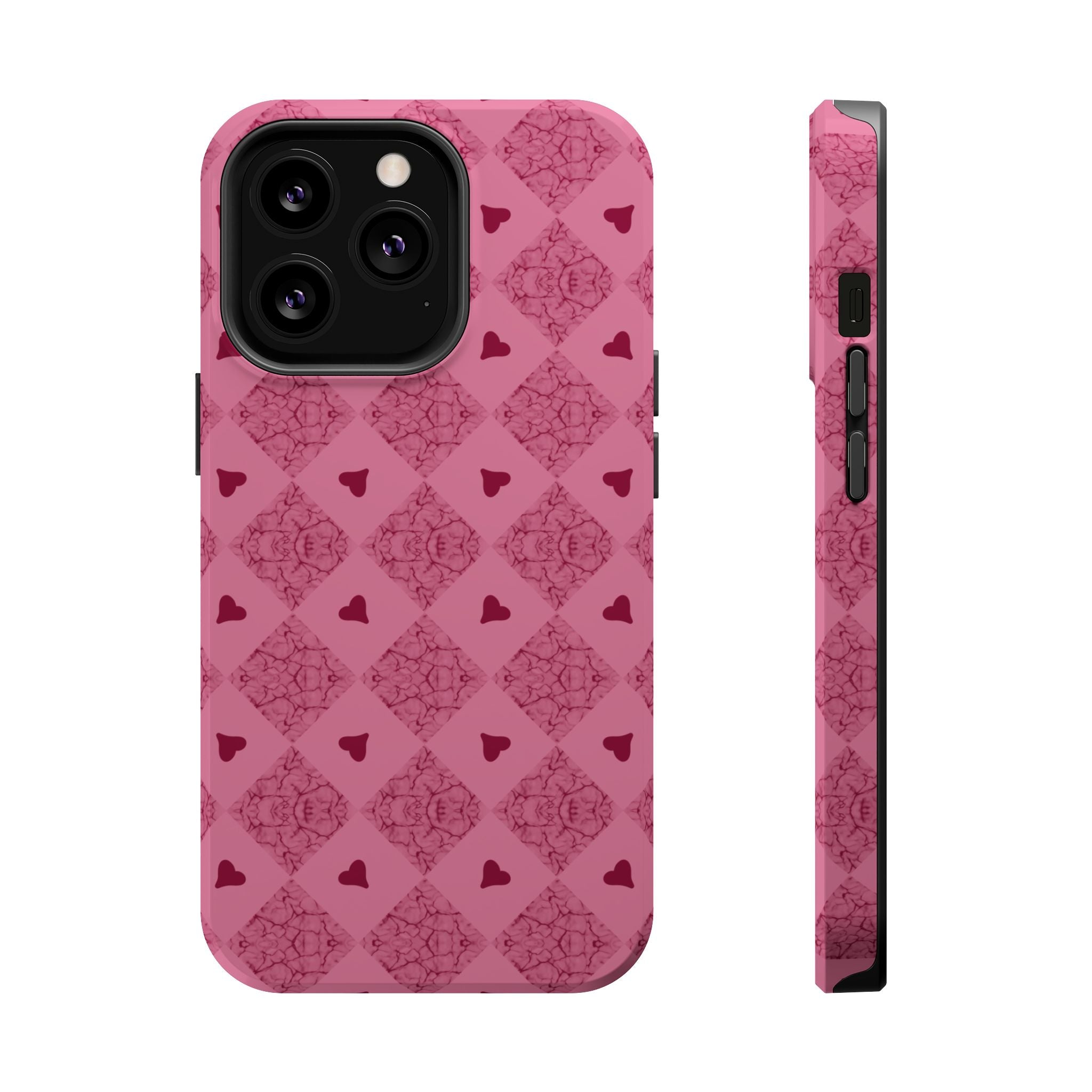 Pink Vintage Hearts Magnetic Impact-Resistant Phone Case