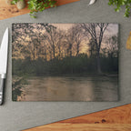Glass Cutting Board - Tranquil River Sunset Landscape Decorative Cutting Board