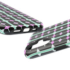 Geom Stripe Magnetic Phone Case — Black with Mint & Lavender Pattern