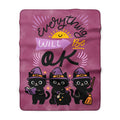 Everything Will Be OK Sherpa Blanket — Cute Witch Cat Cozy Throw