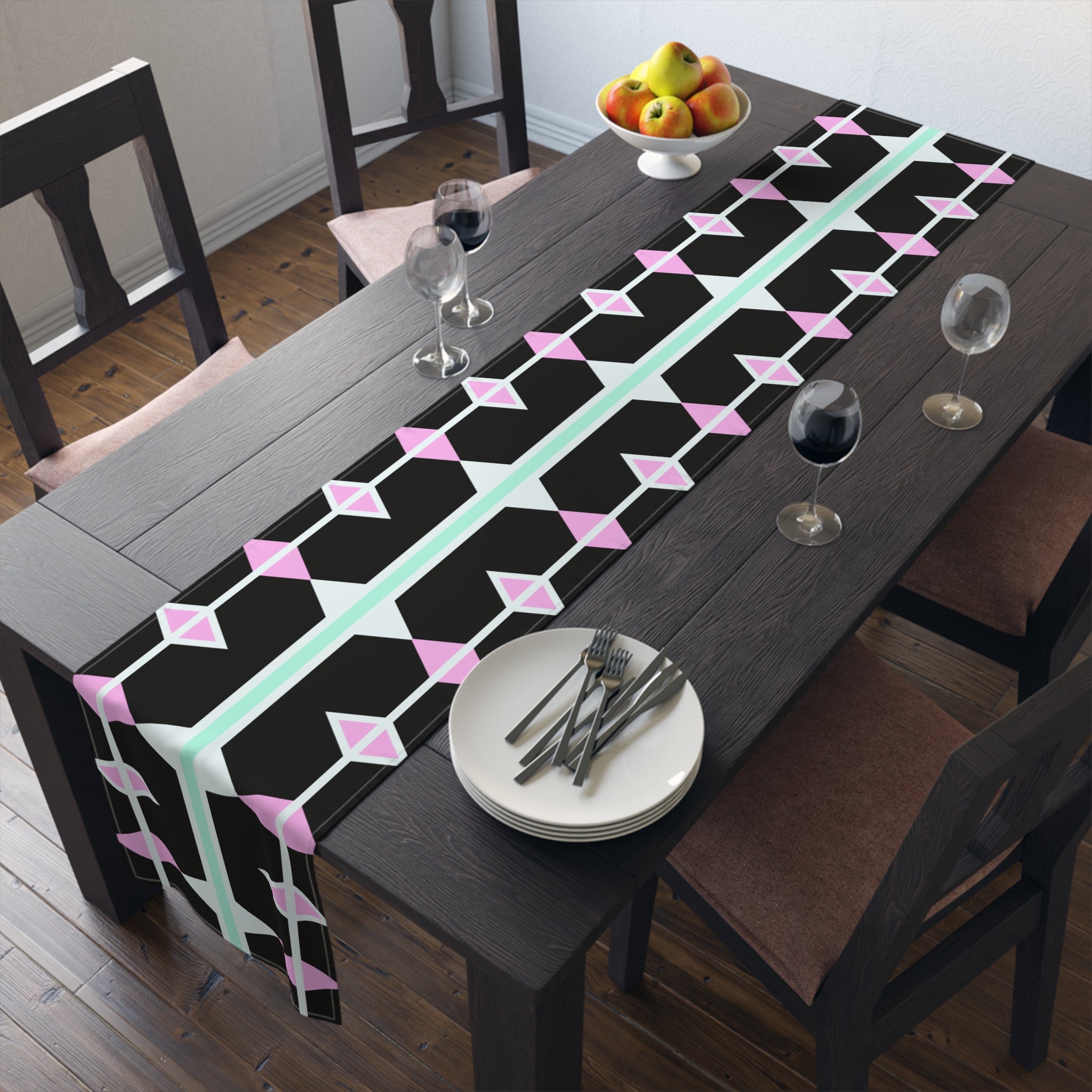 Geometric Pastel Diamond Table Runner