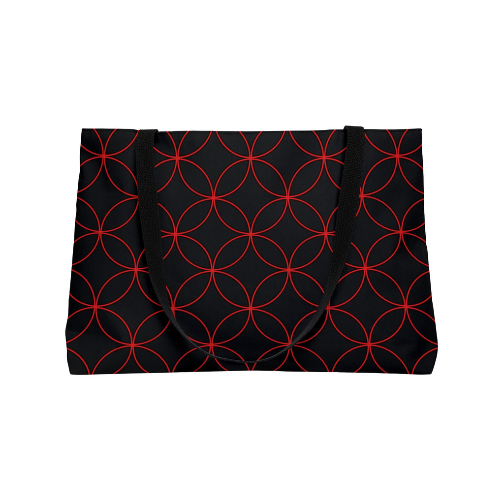 Weekender Tote Bag — Red Geometric Circle Pattern Travel Tote