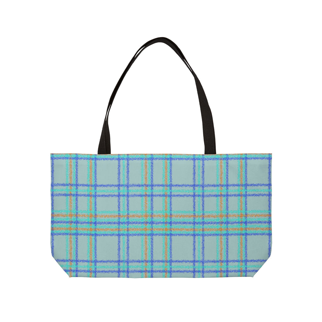 Blue Plaid Weekender Tote Bag – Lightweight Travel & Beach Carryall