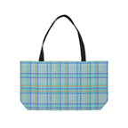 Blue Plaid Weekender Tote Bag – Lightweight Travel & Beach Carryall