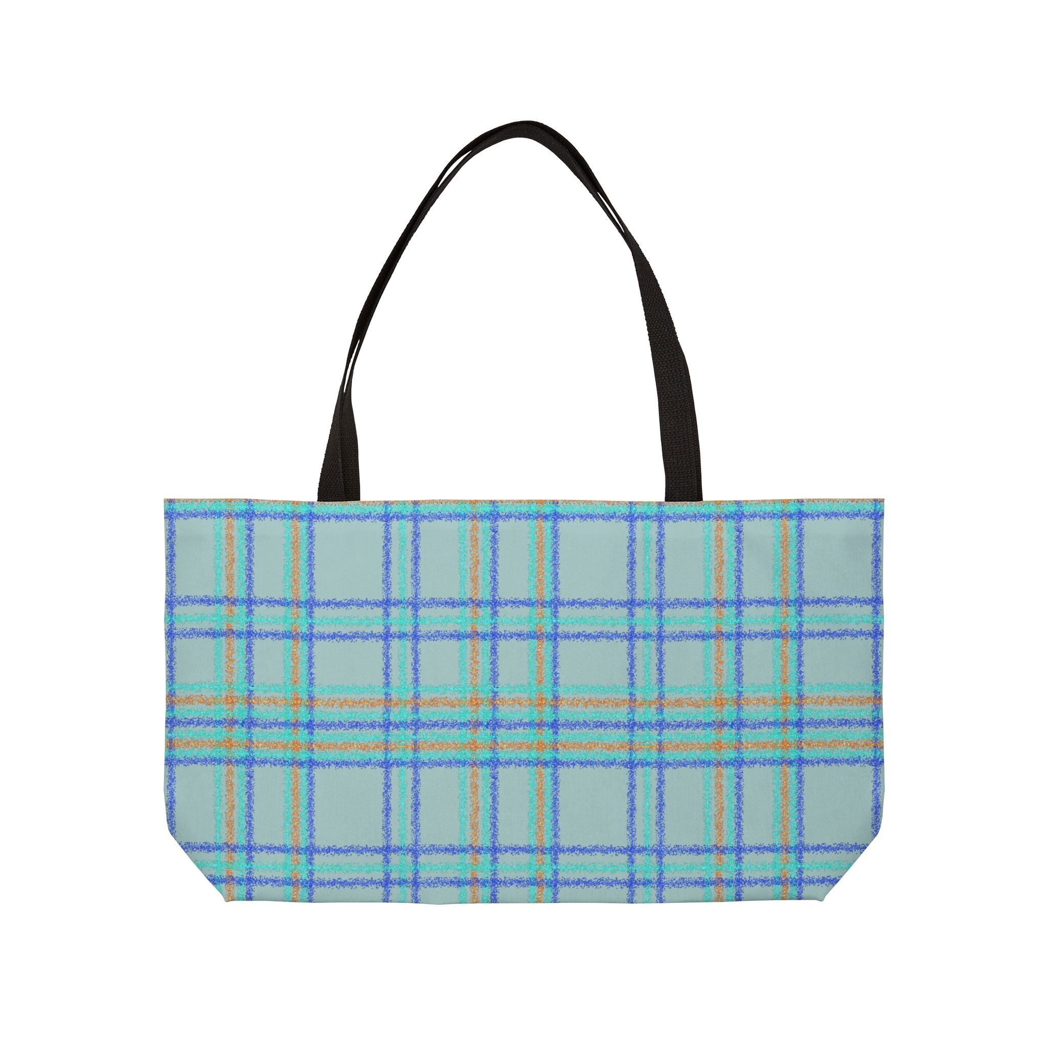 Blue Plaid Weekender Tote Bag – Lightweight Travel & Beach Carryall