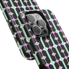 Geom Stripe Magnetic Phone Case — Black with Mint & Lavender Pattern