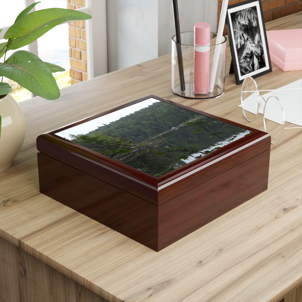 Scenic Forest Lake Jewelry Box — Personalized Nature Photo Keepsake