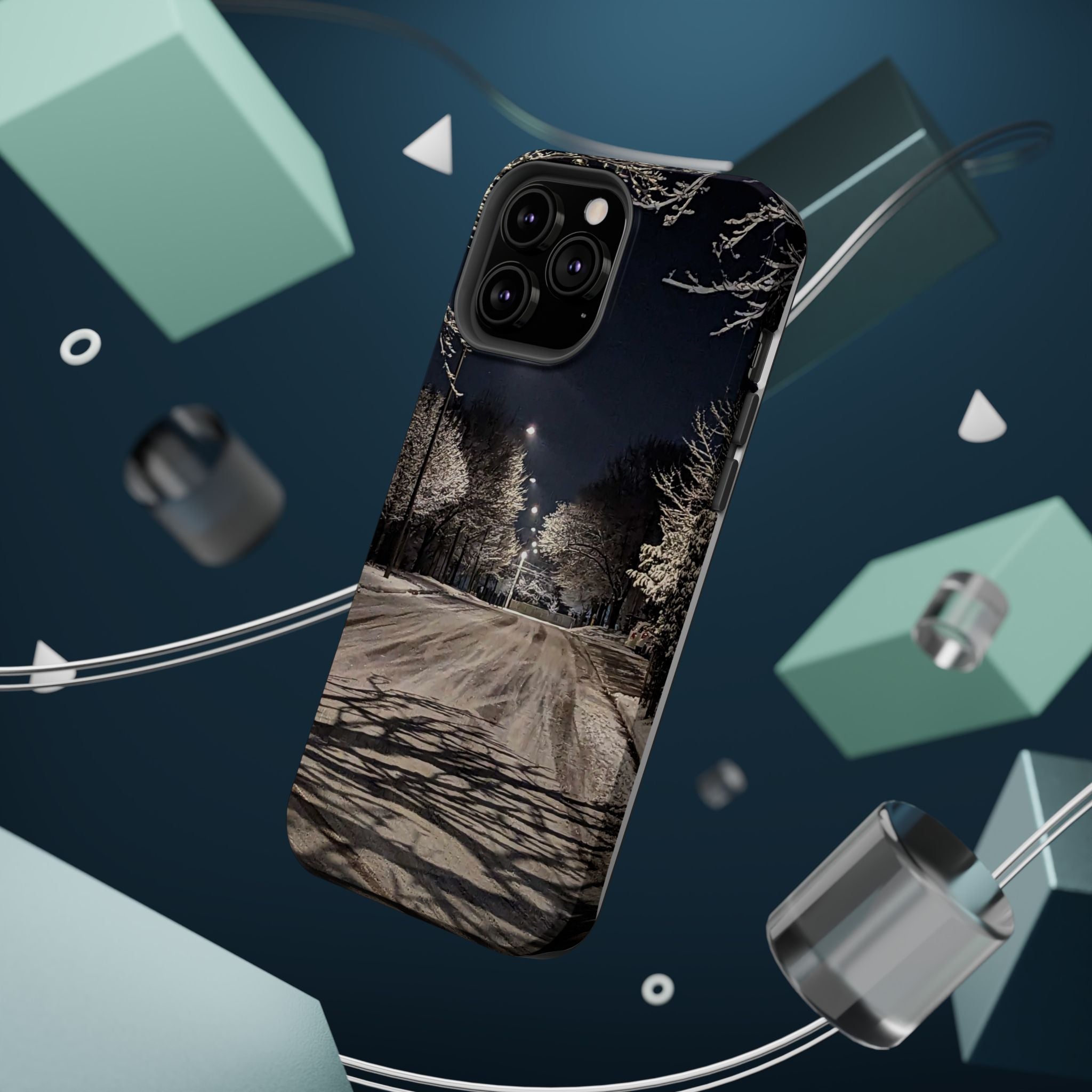 Winter Night Snow Road Magnetic Impact-Resistant Phone Case
