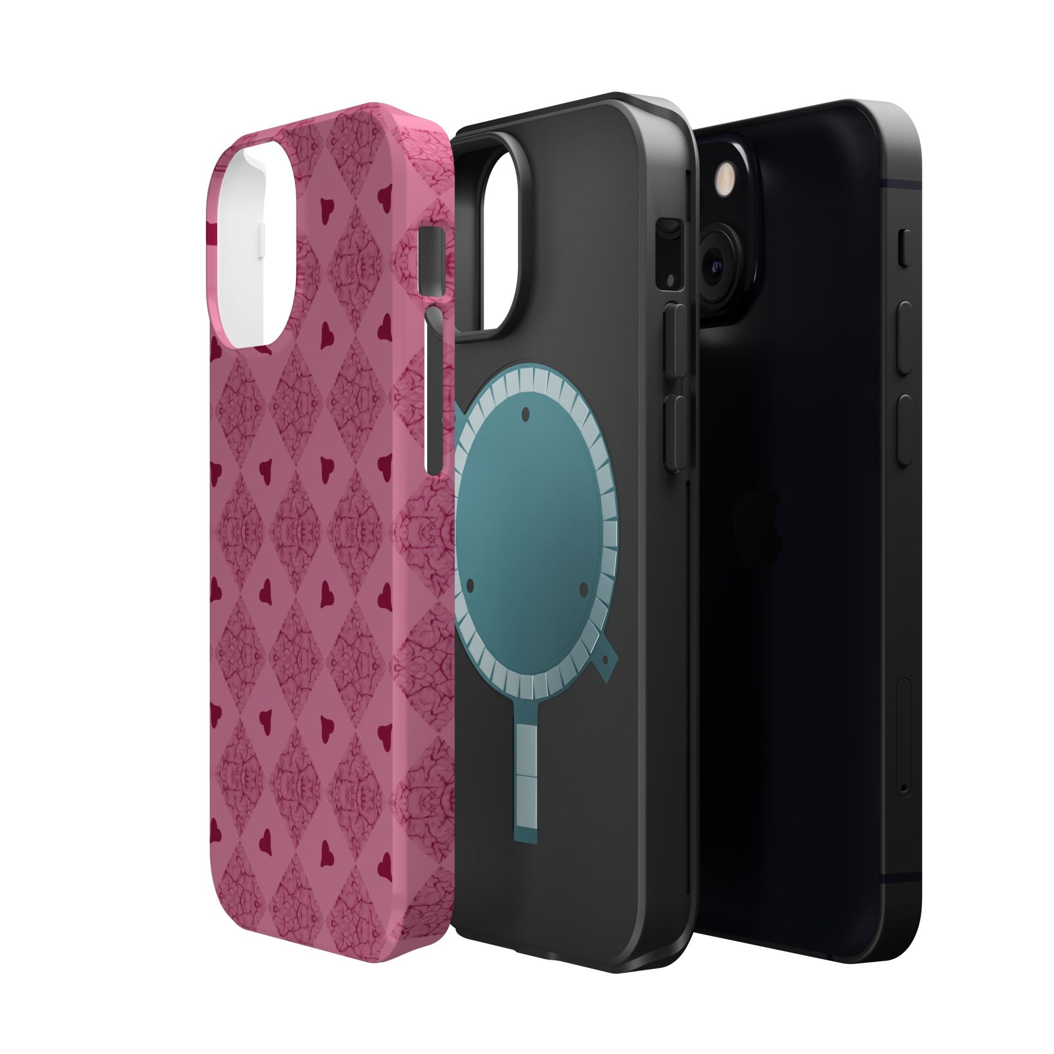 Pink Vintage Hearts Magnetic Impact-Resistant Phone Case