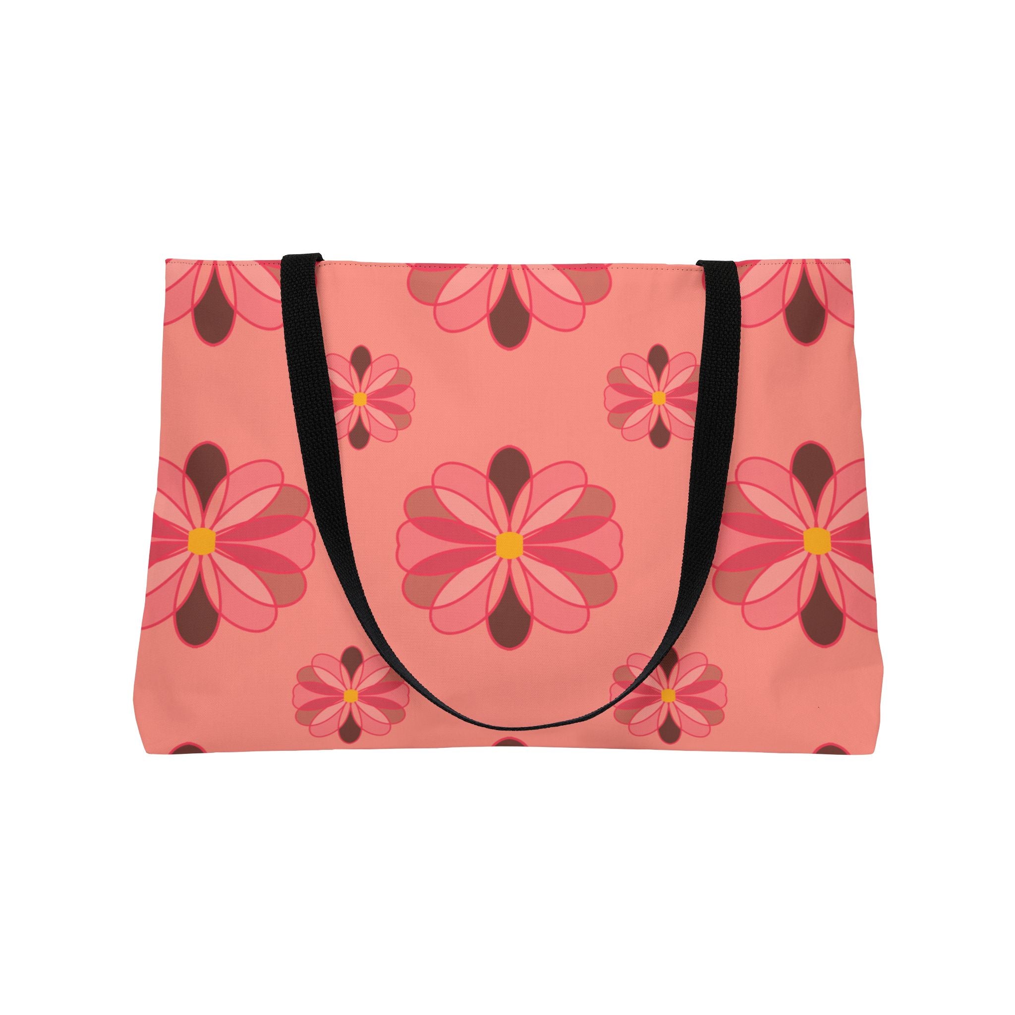 Weekender Tote Bag — Retro Pink Floral Pattern Travel Tote