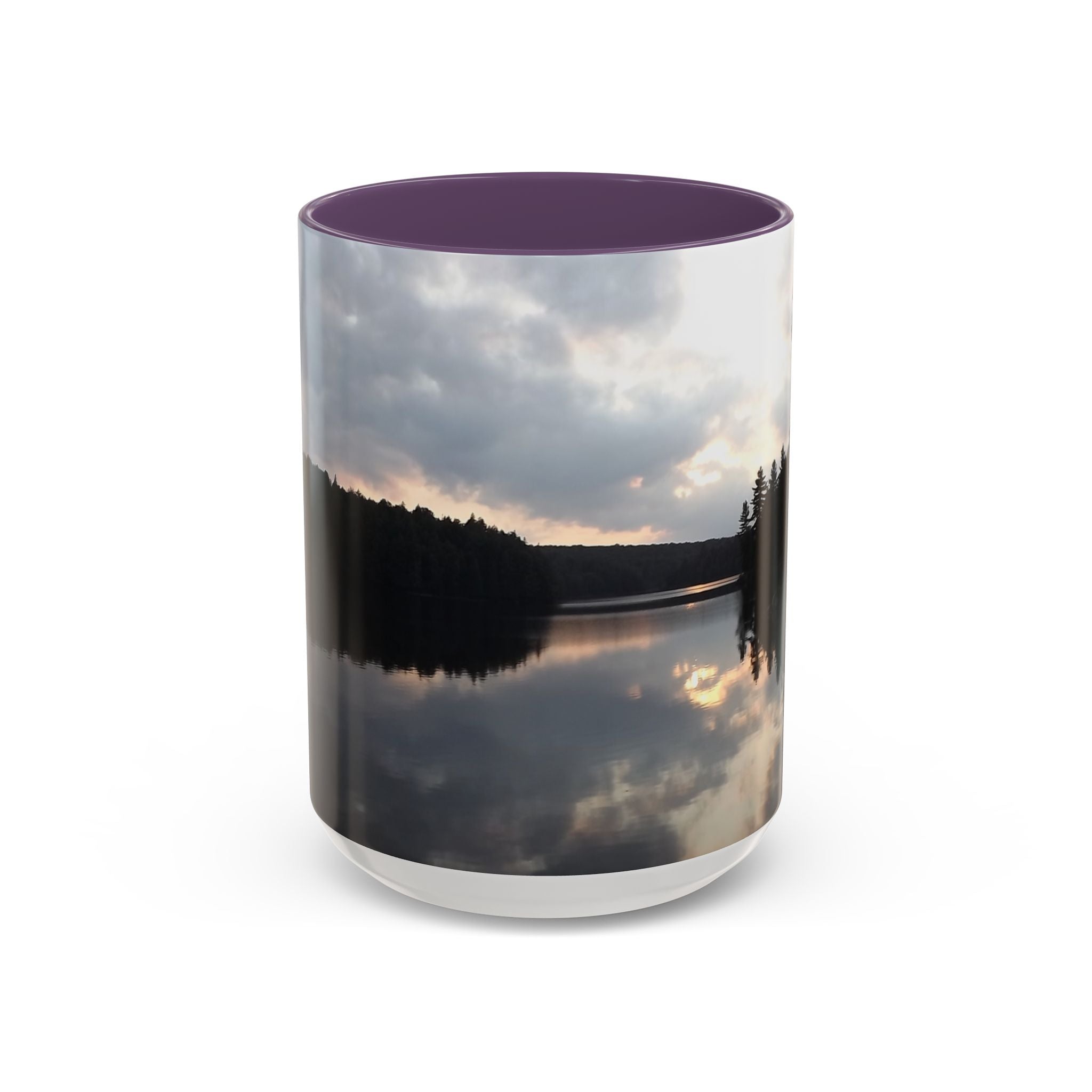 Lake Sunset Accent Coffee Mug — Scenic Reflection Photography 11/15oz