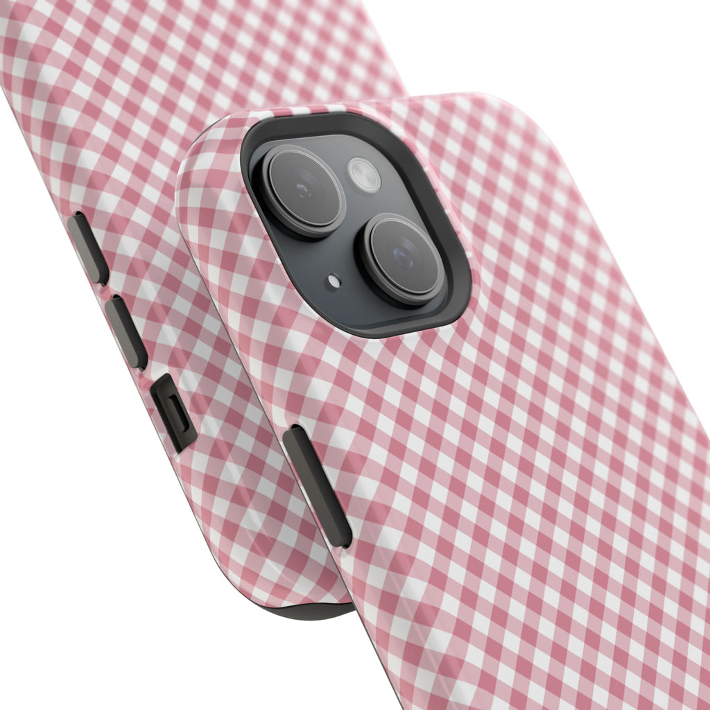 Pink Gingham Magnetic Impact-Resistant Phone Case