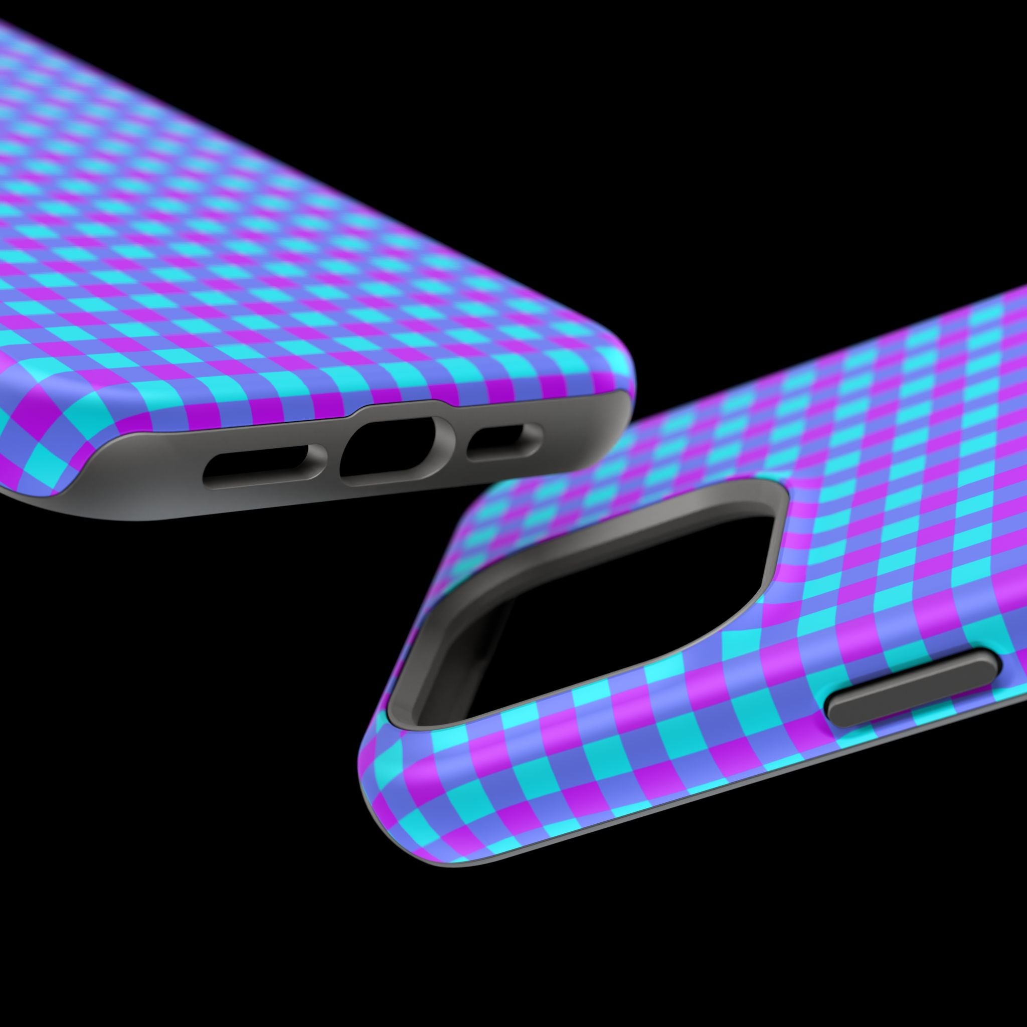 Phone Case — Blue & Purple Gingham Magnetic Impact-Resistant Case
