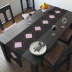 Modern Geo Circle Table Runner — Black & Blush Retro Pattern