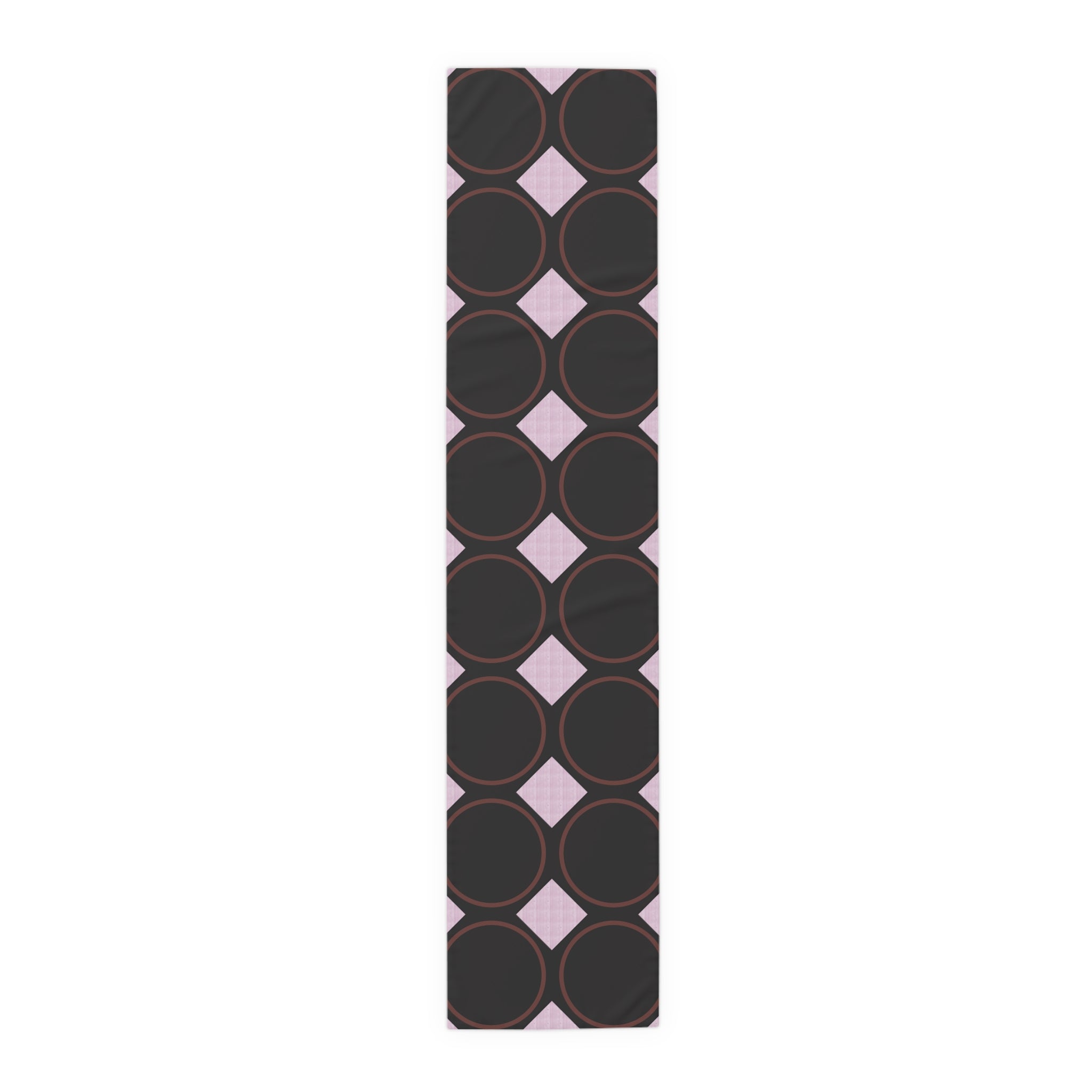 Modern Geo Circle Table Runner — Black & Blush Retro Pattern