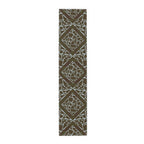 Geometric Mosaic Table Runner — Brown & Sage Decorative Dining Accent