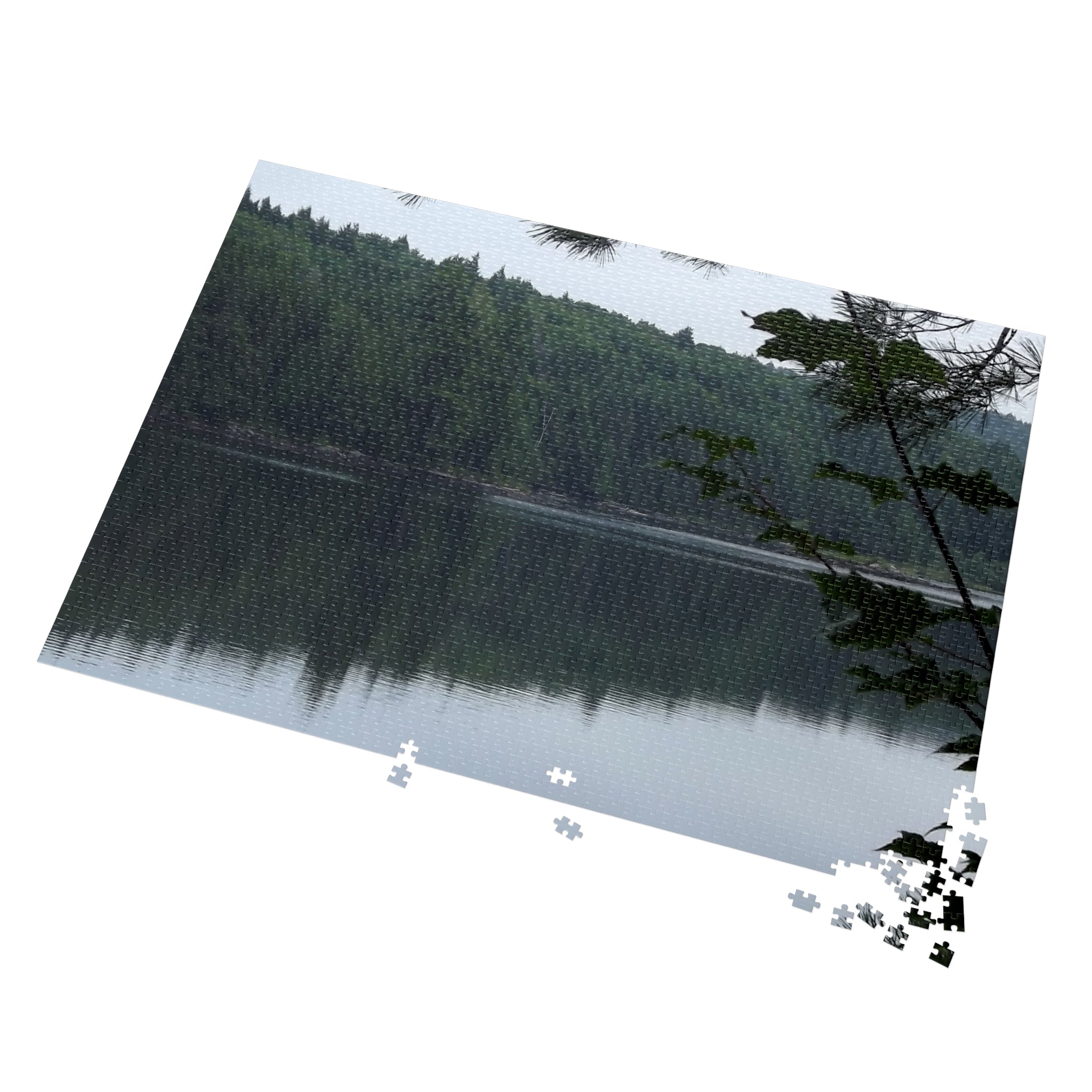 Lake Reflection Jigsaw Puzzle (with Tin) — Tranquil Forest Landscape Puzzle