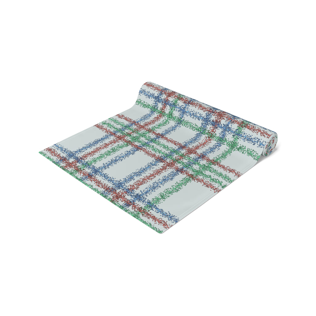 Festive Plaid Table Runner — Red, Green & Blue Holiday Plaid Cotton-Poly Blend