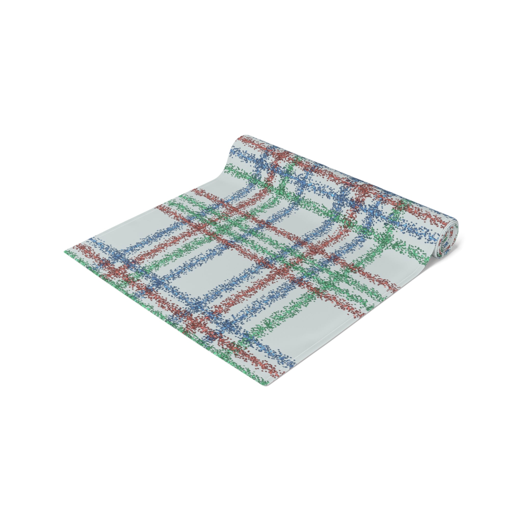 Festive Plaid Table Runner — Red, Green & Blue Holiday Plaid Cotton-Poly Blend