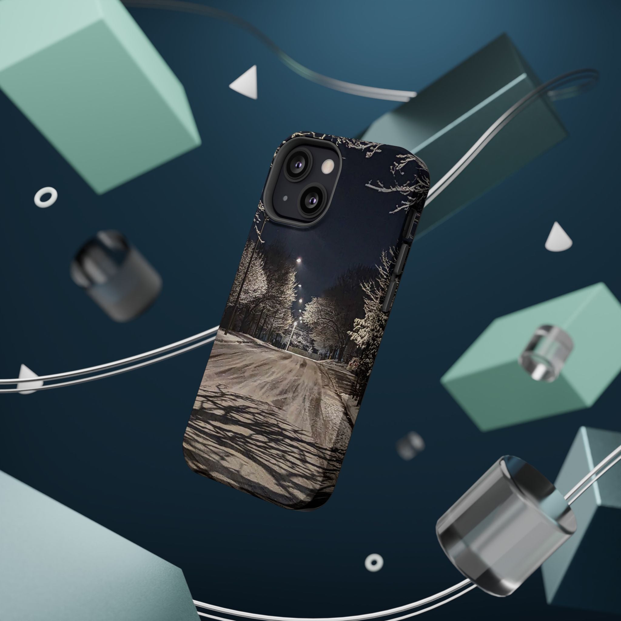 Winter Night Snow Road Magnetic Impact-Resistant Phone Case