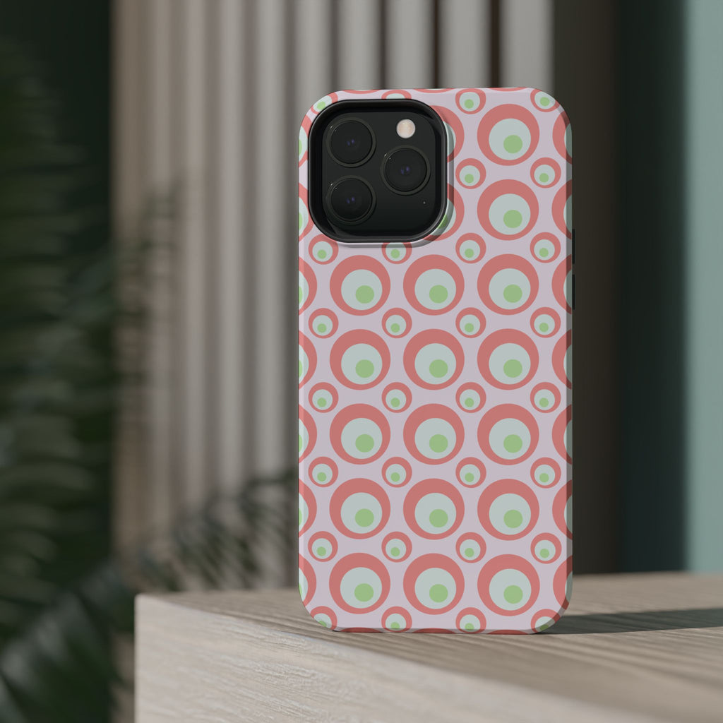 Pink Retro Circles Magnetic Impact-Resistant Phone Case