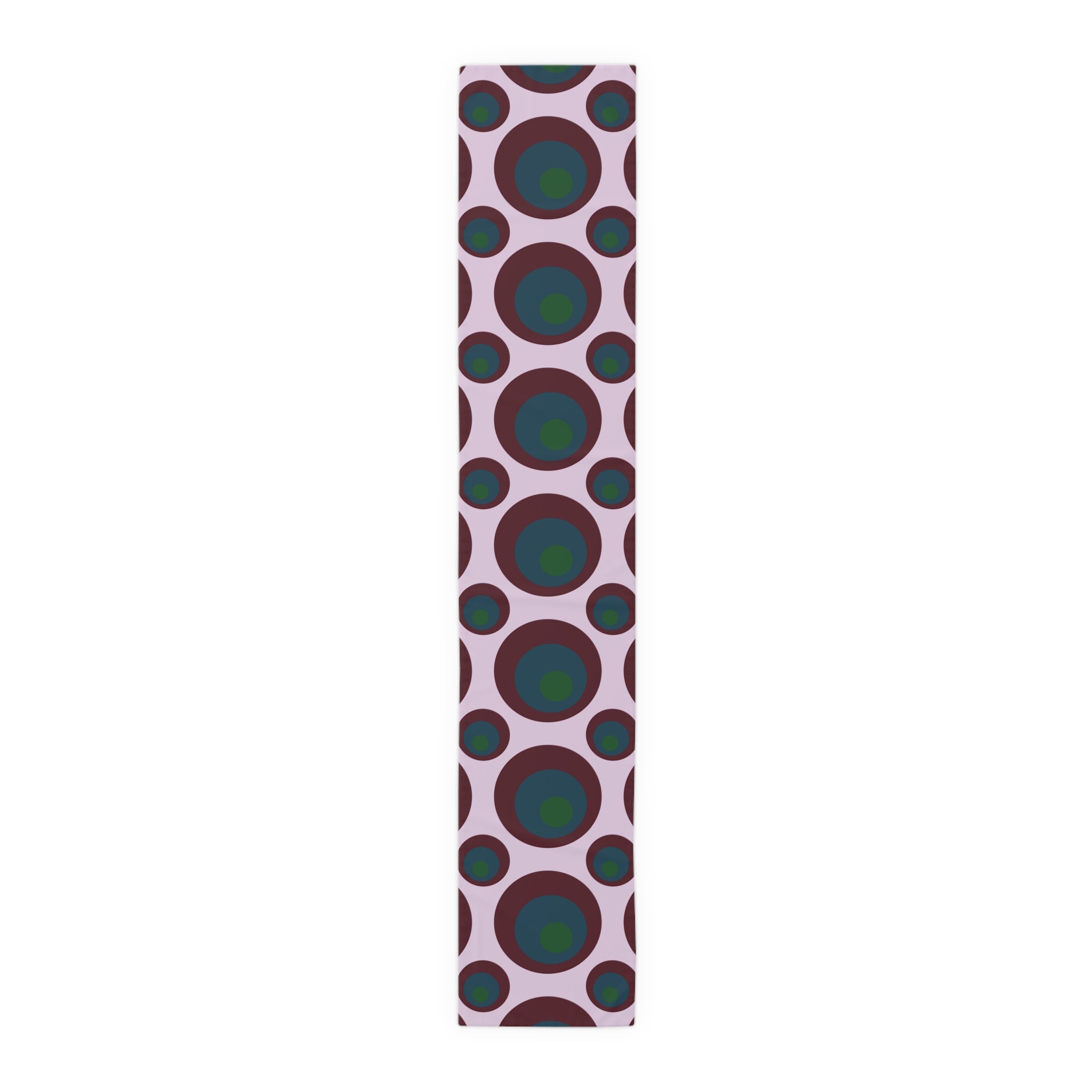 Retro Polka Dot Table Runner — Midcentury Circles Cotton-Poly Dining Accent