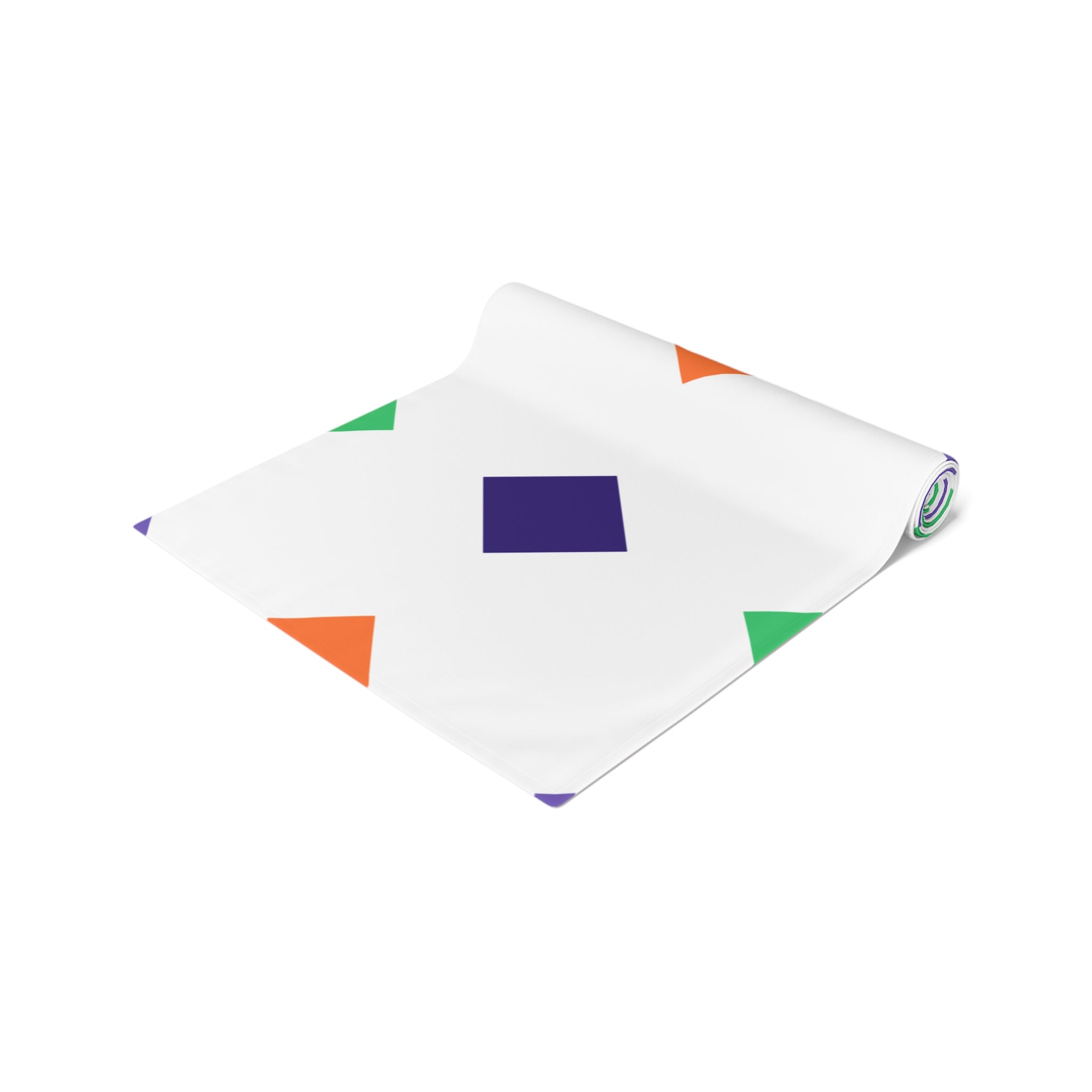 Geometric Diamond Pattern Table Runner — Modern Colorful Cotton-Poly Decor