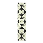 Geometric Heart Quilt Table Runner — Black & Cream Modern Farmhouse Decor