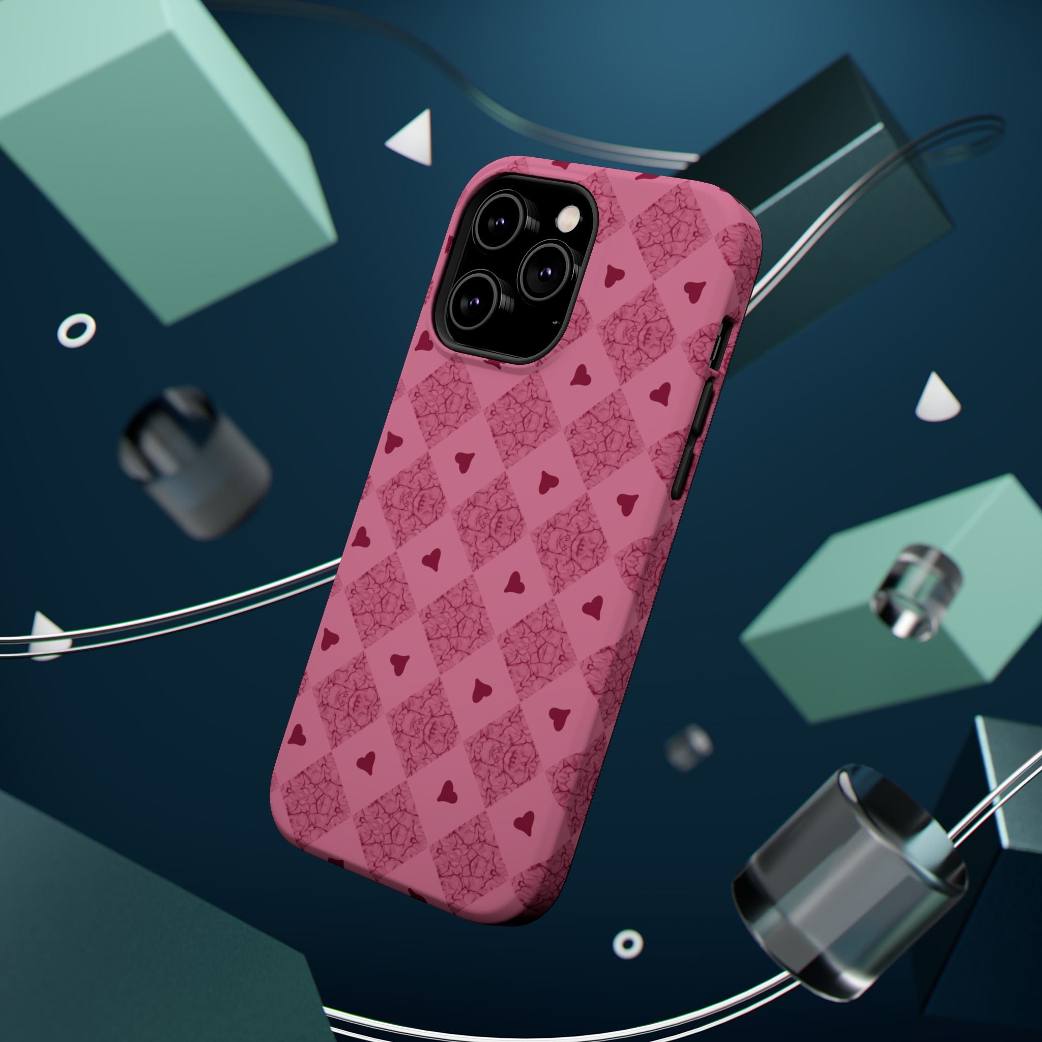 Pink Vintage Hearts Magnetic Impact-Resistant Phone Case