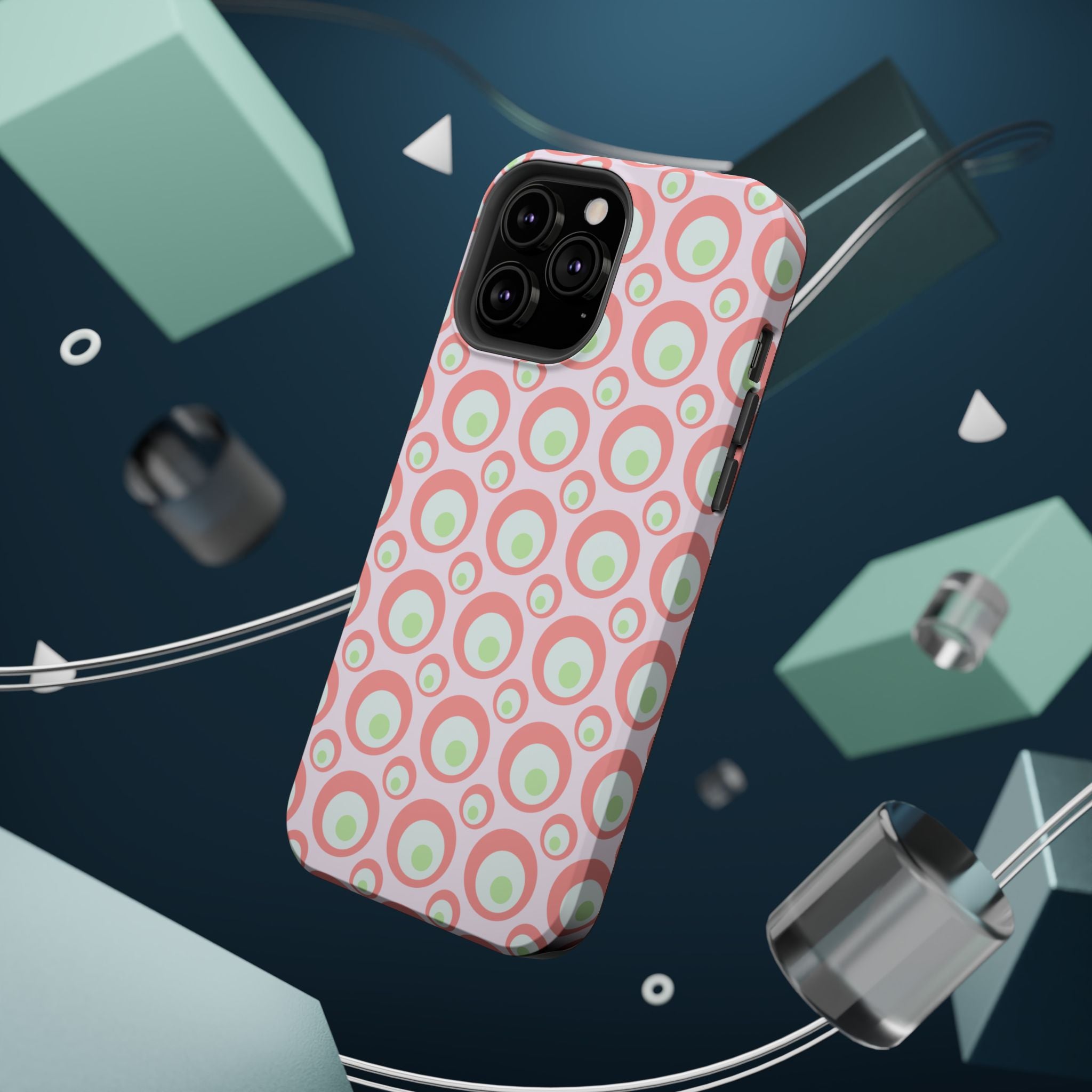Pink Retro Circles Magnetic Impact-Resistant Phone Case