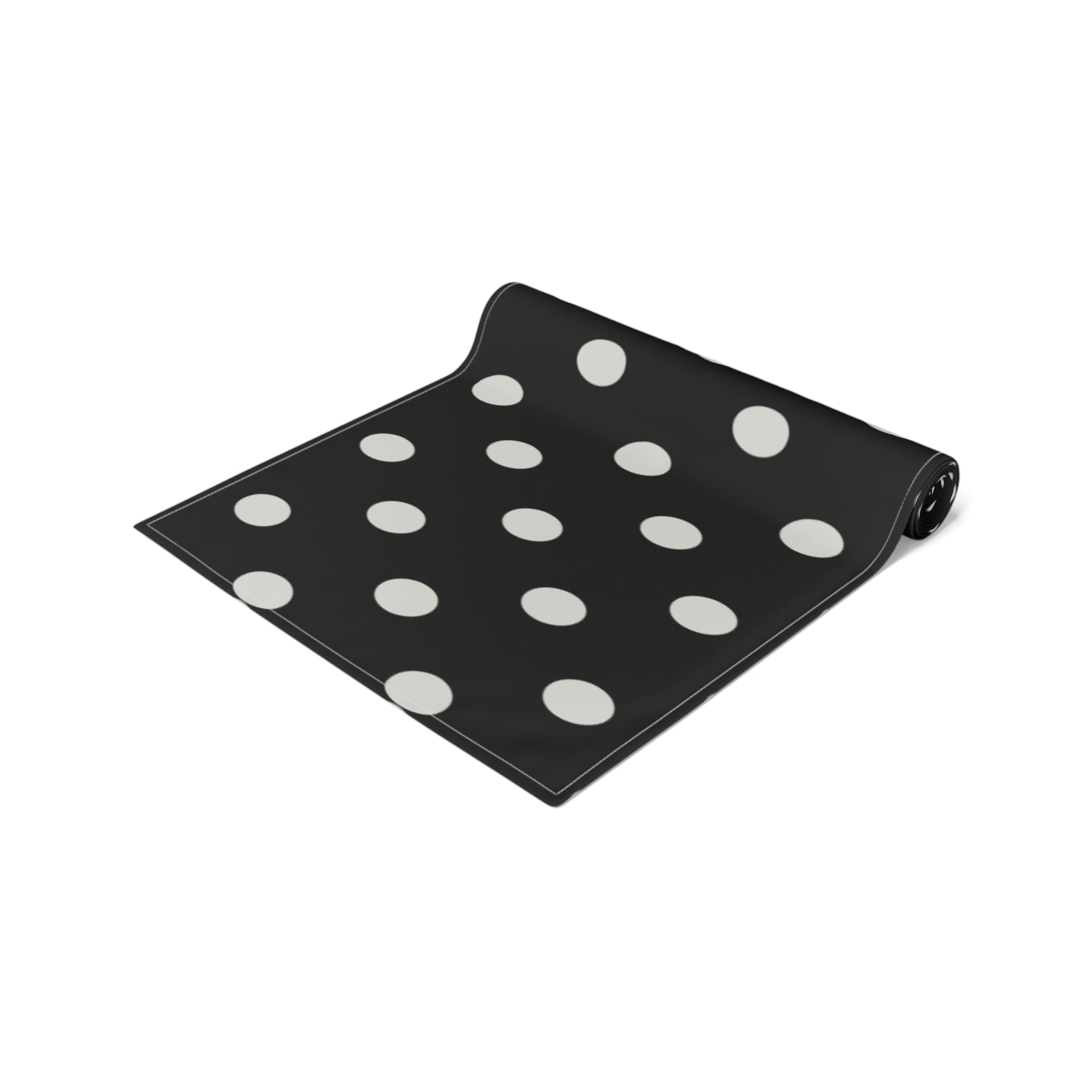 Black Polka Dot Table Runner – Classic Dotted Cotton-Poly Dining Accent