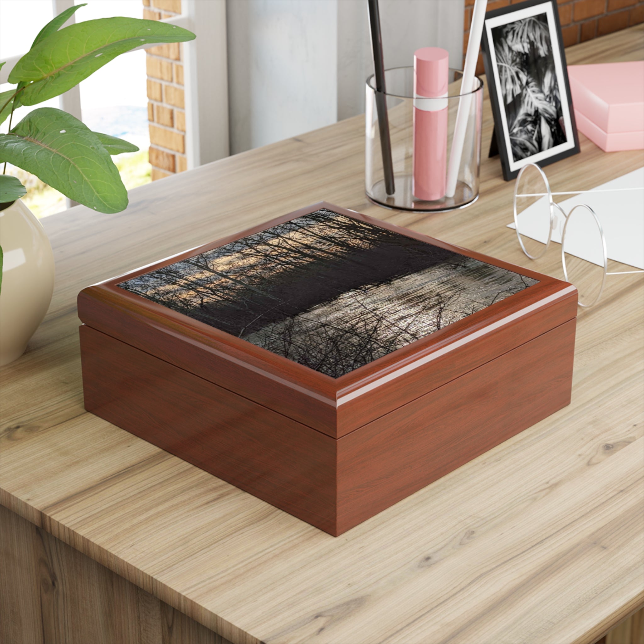 River Reflection Jewelry Box — Tranquil Woodland Keepsake Box
