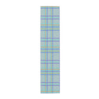 Pastel Plaid Table Runner — Blue, Lavender & Mint Cotton-Poly Decor
