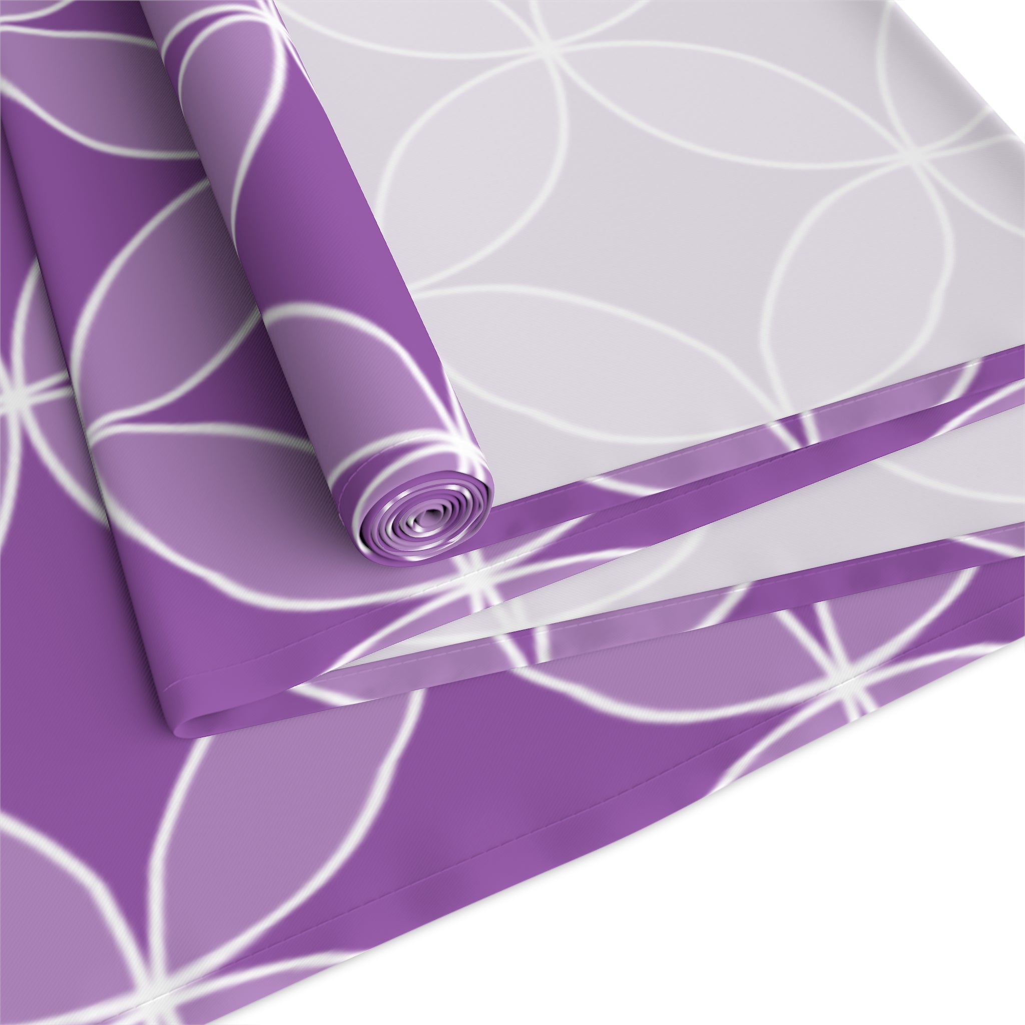 Purple Geometric Table Runner – Modern Circle Pattern Dining Decor