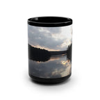 15oz Black Mug — Serene Lake Reflection Photo Coffee Cup