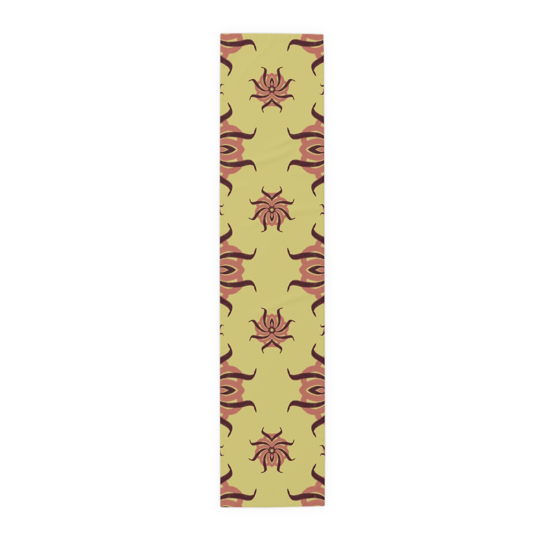 Botanical Sunburst Table Runner — Earth Tone Floral Pattern