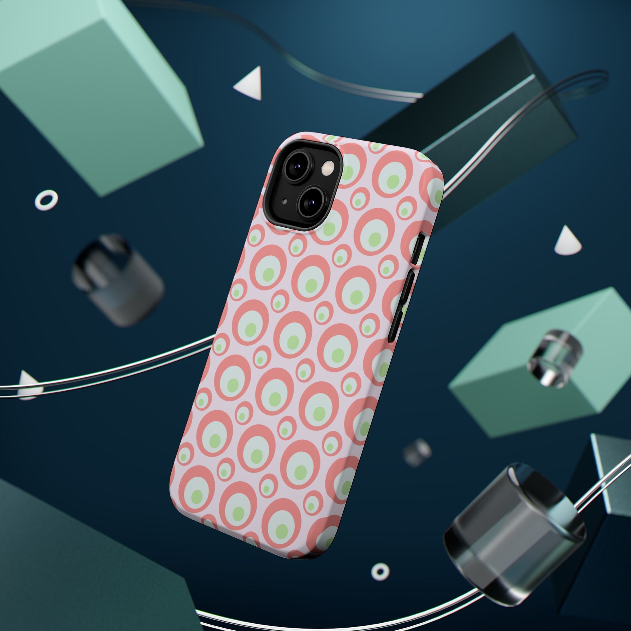 Pink Retro Circles Magnetic Impact-Resistant Phone Case