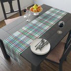 Festive Plaid Table Runner — Red, Green & Blue Holiday Plaid Cotton-Poly Blend