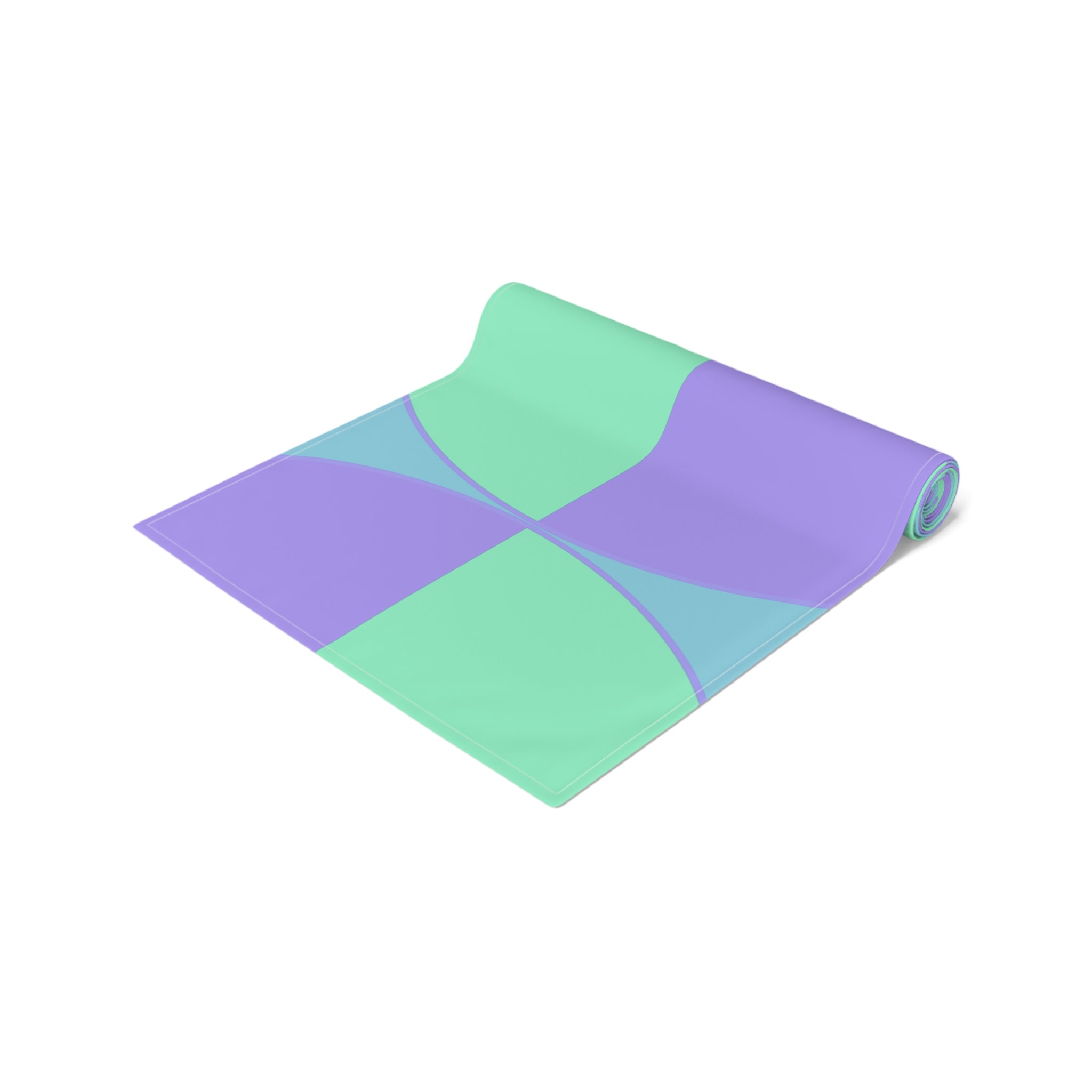 Geometric Pastel Table Runner — Mint & Lavender Circle Pattern