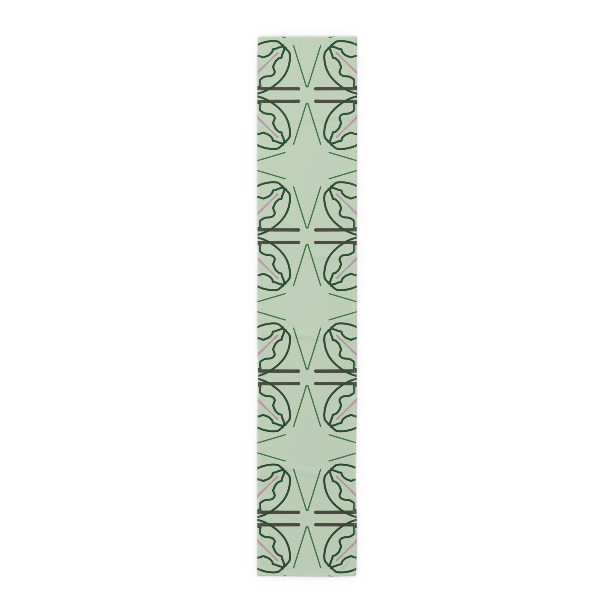Green Geometric Floral Table Runner