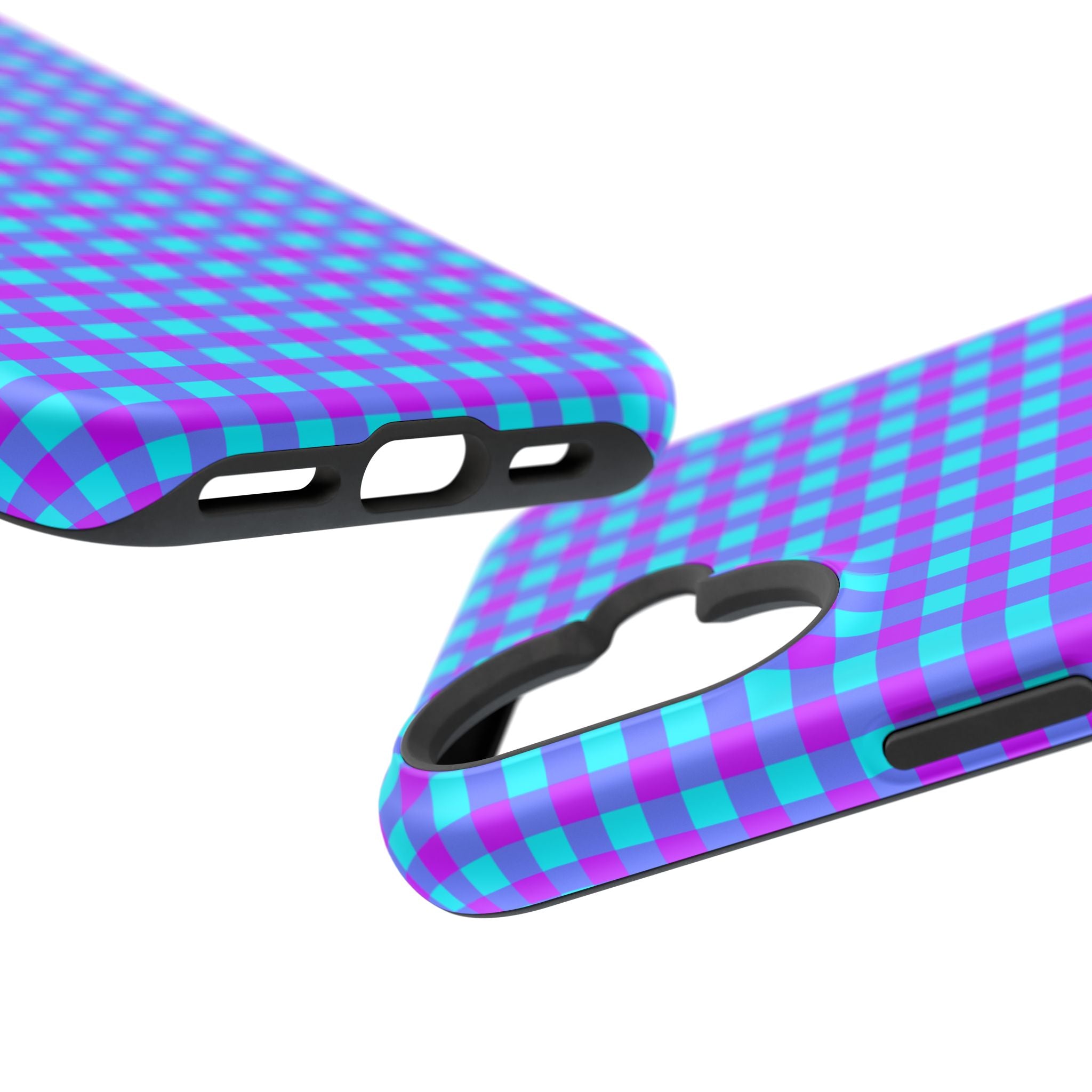 Phone Case — Blue & Purple Gingham Magnetic Impact-Resistant Case