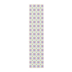 Floral Tile Table Runner — Retro Pastel Pattern Cotton-Poly Blend