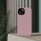 Pink Gingham Magnetic Impact-Resistant Phone Case
