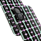 Geom Stripe Magnetic Phone Case — Black with Mint & Lavender Pattern