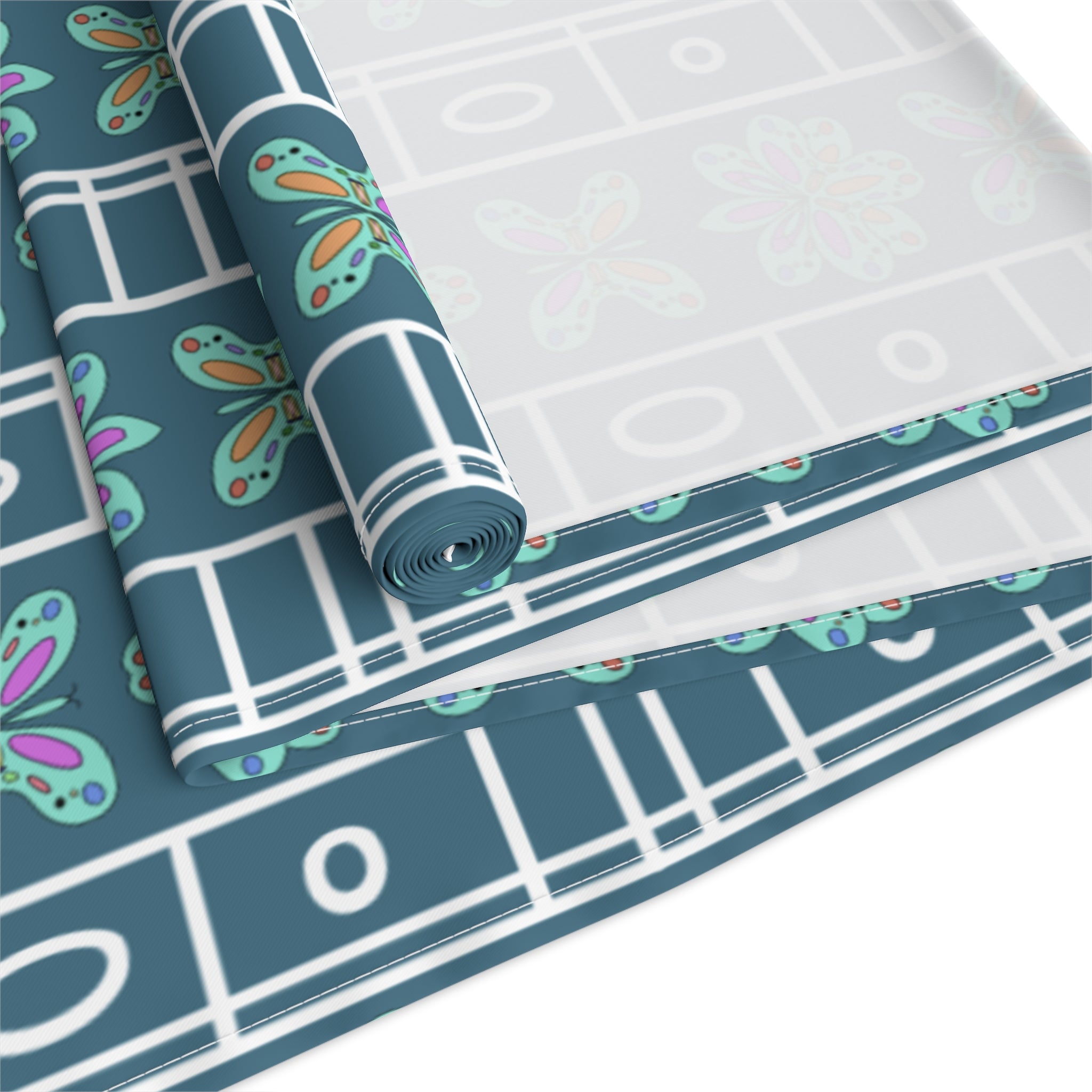 Colourful Floral Geometric Table Runner — Mediterranean-Inspired Cotton-Poly Dining Decor