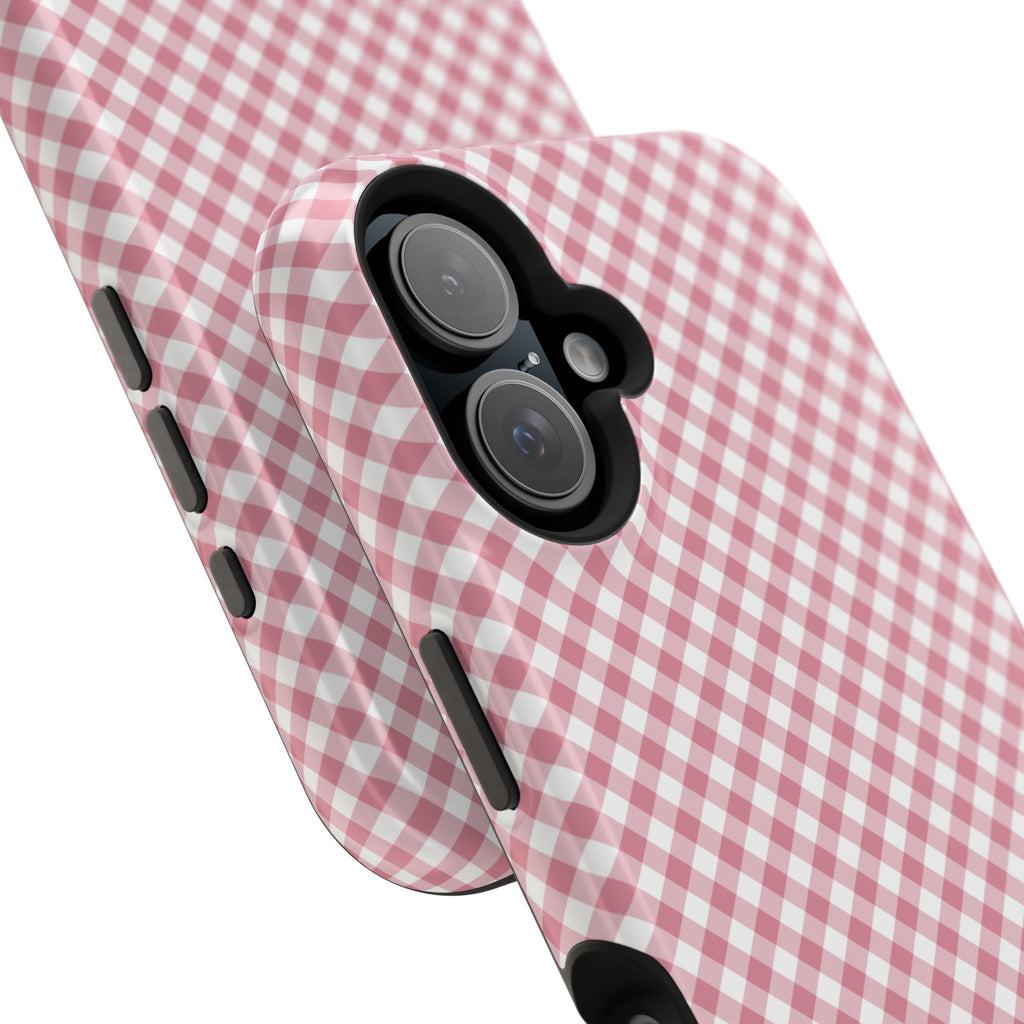 Pink Gingham Magnetic Impact-Resistant Phone Case